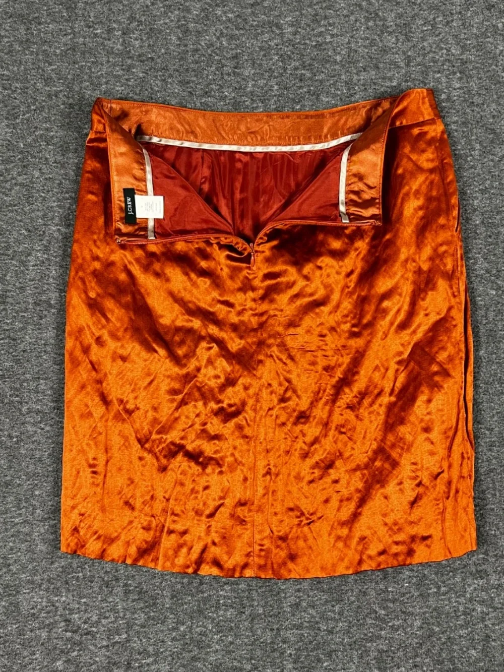 J. Crew Silk Metallic Mini Skirt Size 6 Mid Rise Burnt Orange Pleated Pockets
